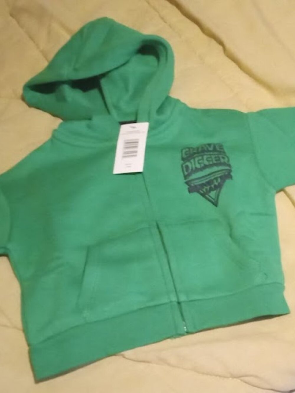 monster jam grave digger infant hoodie 3-6M NWT green - Picture 2 of 2
